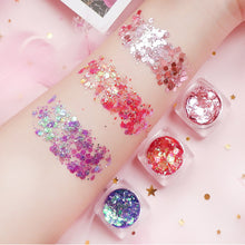 Load image into Gallery viewer, 2 in 1 Cosmetic Glitter Sequins Eyeshadow Festival Star Moon Shimmer Body Face Korea Makeup Tool and Nail Art DIY Decoration