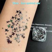 Load image into Gallery viewer, 2 in 1 Cosmetic Glitter Sequins Eyeshadow Festival Star Moon Shimmer Body Face Korea Makeup Tool and Nail Art DIY Decoration