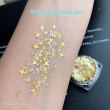 Load image into Gallery viewer, 2 in 1 Cosmetic Glitter Sequins Eyeshadow Festival Star Moon Shimmer Body Face Korea Makeup Tool and Nail Art DIY Decoration