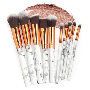 10Pcs/Set Makeup Brushes Professional Marbling Handle Powder Foundation Eyeshadow Lip Make Up Brushes Set Beauty Tools