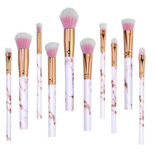 Load image into Gallery viewer, 10Pcs/Set Makeup Brushes Professional Marbling Handle Powder Foundation Eyeshadow Lip Make Up Brushes Set Beauty Tools