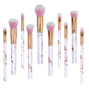 10Pcs/Set Makeup Brushes Professional Marbling Handle Powder Foundation Eyeshadow Lip Make Up Brushes Set Beauty Tools