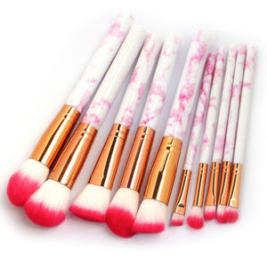 10Pcs/Set Makeup Brushes Professional Marbling Handle Powder Foundation Eyeshadow Lip Make Up Brushes Set Beauty Tools