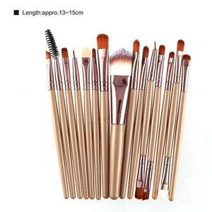 15Pcs/Kit Makeup Brushes Set Eyelash Lip Foundation Powder Eye Shadow Brow Eyeliner Cosmetic Make Up Brush Beauty Tool