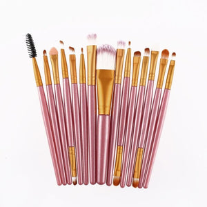 15Pcs/Kit Makeup Brushes Set Eyelash Lip Foundation Powder Eye Shadow Brow Eyeliner Cosmetic Make Up Brush Beauty Tool