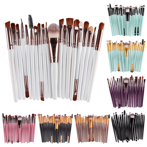 ELECOOL 20/15/6/1PCS Eye Shadow Brow Eyeliner Eyelash Lip Foundation Power Cosmetic Make Up Brush Beauty Tool