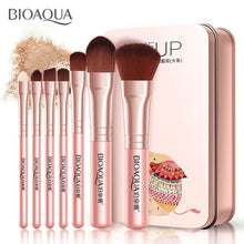 Load image into Gallery viewer, BIOAQUA Soft Synthetic Hair Makeup Brush Kit 7pcs MakeupTools Black Leather Case Cosmetic Beauty Foundation Make Up Brushes