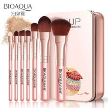 Load image into Gallery viewer, BIOAQUA Soft Synthetic Hair Makeup Brush Kit 7pcs MakeupTools Black Leather Case Cosmetic Beauty Foundation Make Up Brushes