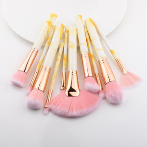 FLD 10 Pcs Professional Makeup Brush Set Full Function Foundation Eye Powder Fan Blush Brush Makeup Tools Brushes Set Kit